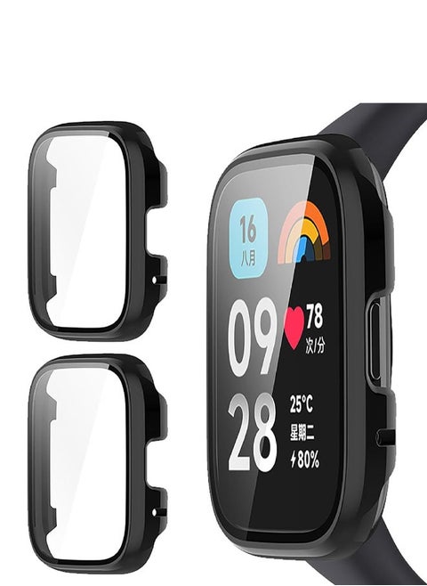 2 Pack Case Compatible for Xiaomi Redmi 3 Active Watch Glass Protector Hard Plastic Frame Xiaomi Redmi 3 Active Watch Case Black