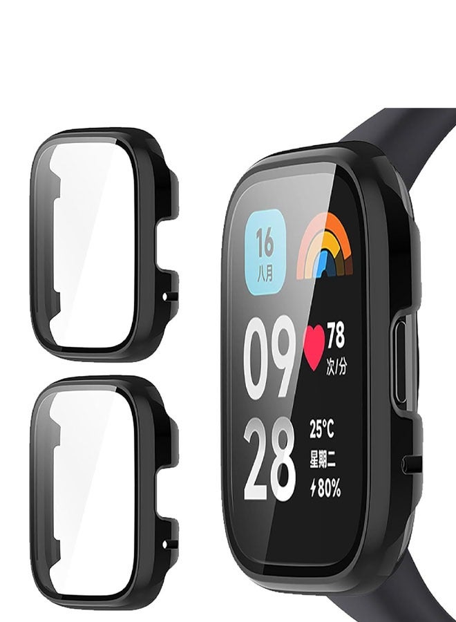 2 Pack Case Compatible for Xiaomi Redmi 3 Active Watch Glass Protector Hard Plastic Frame Xiaomi Redmi 3 Active Watch Case Black - Image 1