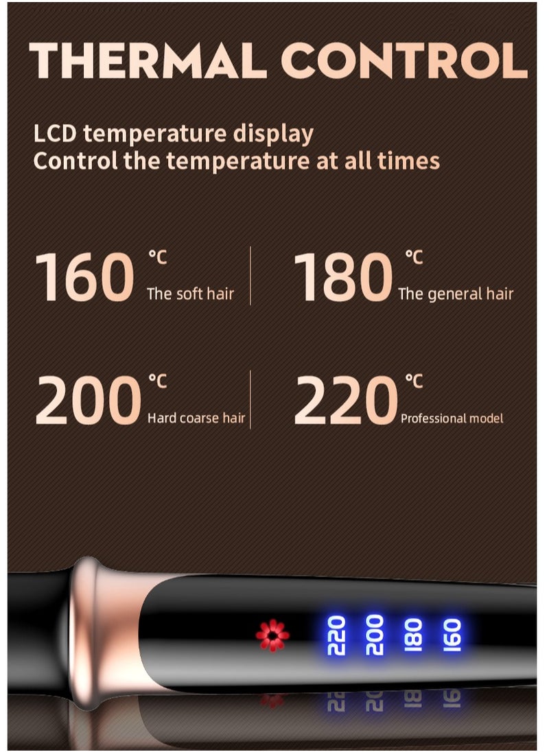 Generic - Hair Straightener, hair iron, flattening iron for hair, can also curl hair, 4 heat setting, Fast Heat up(Black) - Image 1