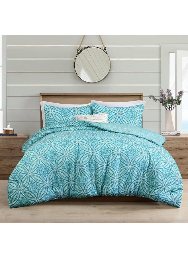Sleepdown - Sleepdown King Size Comforter Set – Hotel Quality Microfiber Lightweight Down Alternative Comforter with Pair Pillowcases Cozy Bed Set - Geometric - Image 1