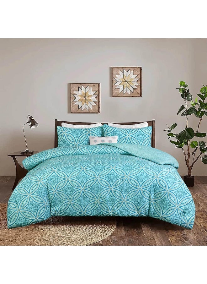 Sleepdown - Sleepdown King Size Comforter Set – Hotel Quality Microfiber Lightweight Down Alternative Comforter with Pair Pillowcases Cozy Bed Set - Geometric - Image 1