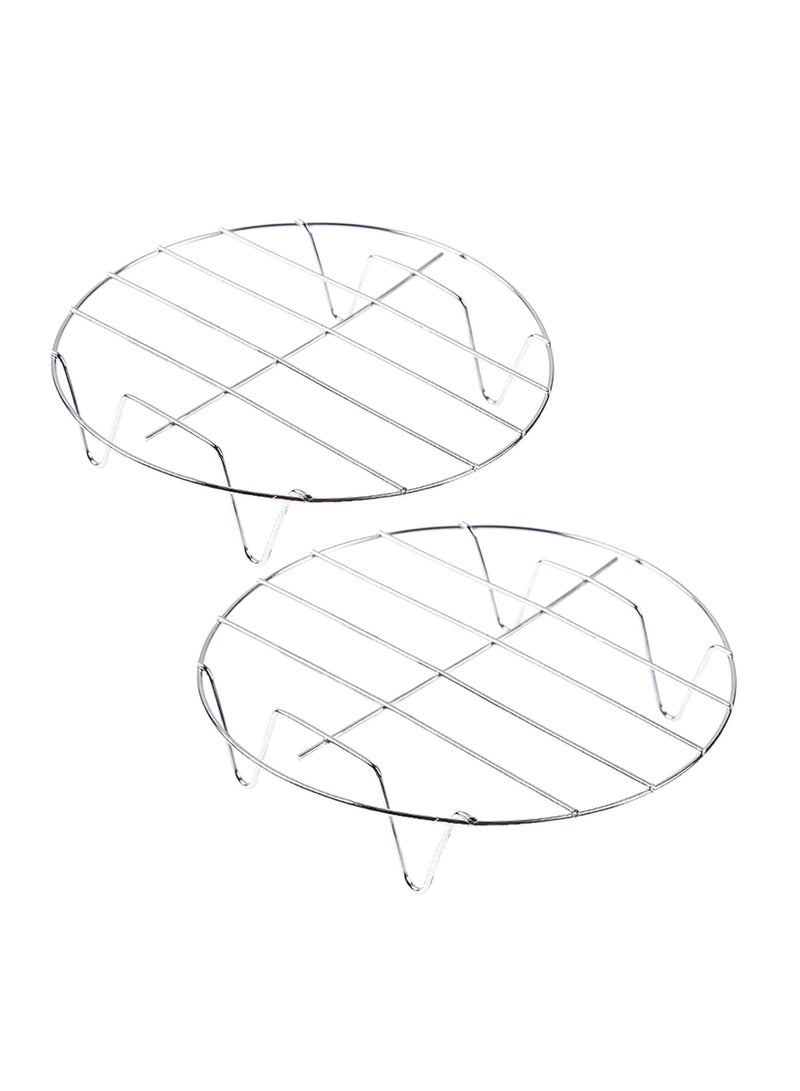 Yansanido 2 Pcs Steaming Rack, 5.9 Inch Round Stainless Steel Steamer Plate for Roasting Cooking, Cooling and Food Steaming in Kitchen and Outdoors (silver, 5.9 Inch) - Image 1