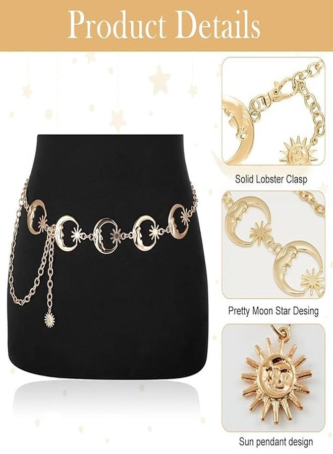 CETLO Gold Chain Belt for Women | Adjustable Waist Chain with Circular Disc Design & Hanging Pendant | Metal Fashion Body Jewelry for Saree Dress Party & Bridal Wear - Image 4
