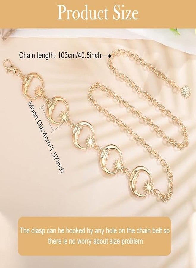 CETLO Gold Chain Belt for Women | Adjustable Waist Chain with Circular Disc Design & Hanging Pendant | Metal Fashion Body Jewelry for Saree Dress Party & Bridal Wear - Image 2