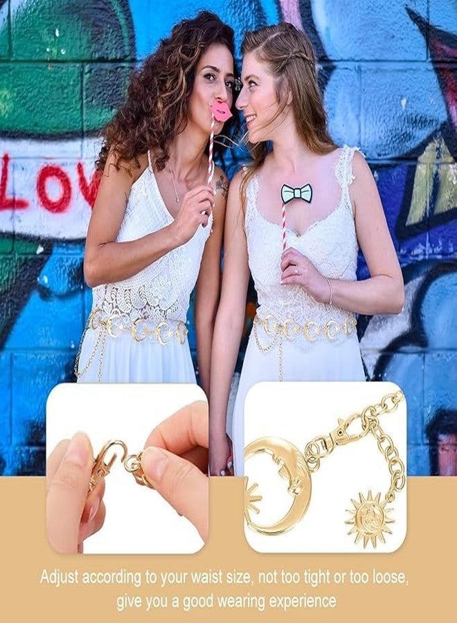 CETLO Gold Chain Belt for Women | Adjustable Waist Chain with Circular Disc Design & Hanging Pendant | Metal Fashion Body Jewelry for Saree Dress Party & Bridal Wear - Image 5