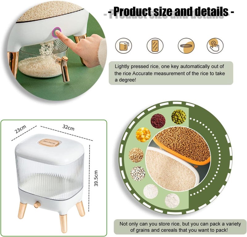 LEVGRY LEVGRY Rice Storage Container 22 lbs Rice Container Airtight Rice Container Large Rice Storage Container Cereal Dry Food Storage Containers with Measuring Cup for Rice Beans Grains  - Image 3
