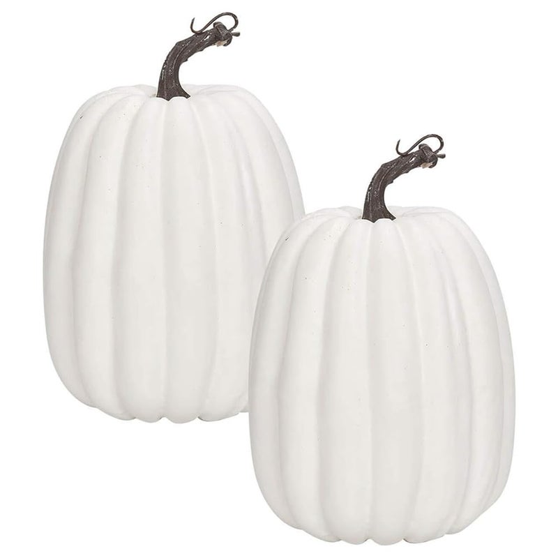 WESAPPINC Artificial Pumpkins,2PCS White Fake Pumpkins Large Faux Pumpkins for Autumn Thanksgiving Halloween Seasonal Holiday Decor Decoration (2pcs Big White Pumpkins) - Image 1