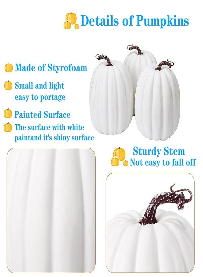 WESAPPINC Artificial Pumpkins,2PCS White Fake Pumpkins Large Faux Pumpkins for Autumn Thanksgiving Halloween Seasonal Holiday Decor Decoration (2pcs Big White Pumpkins) - Image 4