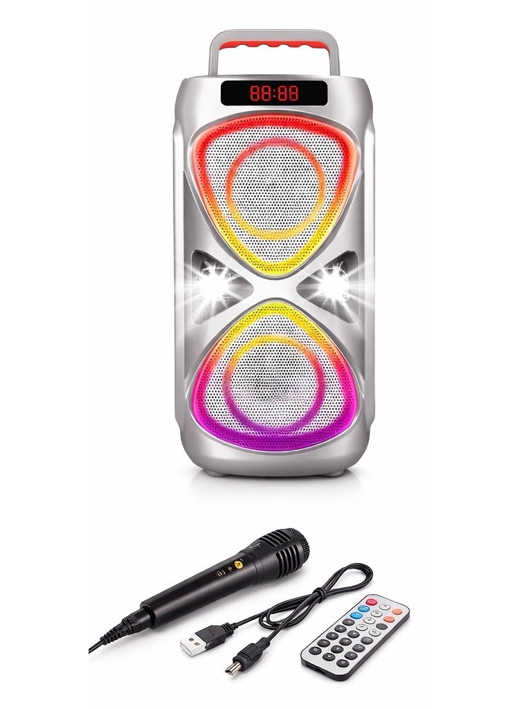 Portable Wireless Party Speaker with LED Lights, Karaoke Microphone & Remote Control – Model ABS-4219W - Image 1