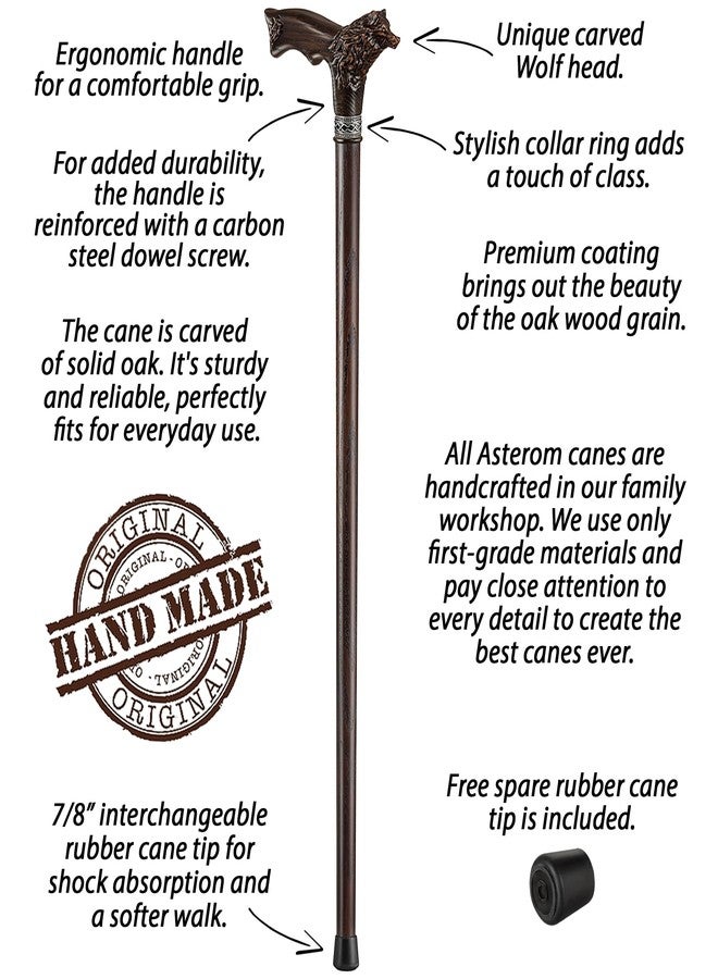 Asterom Walking Cane - Handmade Wolf Cane - Cool Walking Canes for Men and Women - Wooden, Carved, Unique - Walking Sticks for Men & Seniors (36 Inch) - Image 5