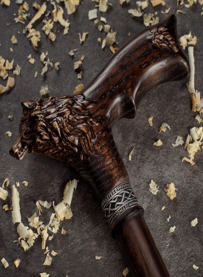 Asterom Walking Cane - Handmade Wolf Cane - Cool Walking Canes for Men and Women - Wooden, Carved, Unique - Walking Sticks for Men & Seniors (36 Inch) - Image 2