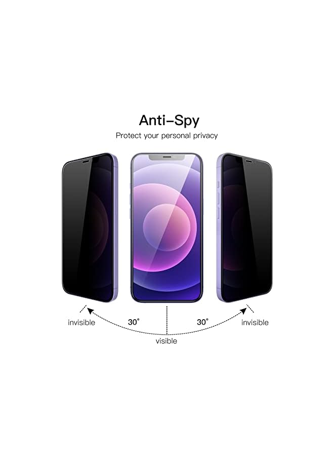 جي تيك واقي شاشة التغطية الكاملة للخصوصية لـ iPhone 12/12 Pro 6.1 بوصة ، ومضاد للخلفي ، وملء ، وملء الحافظة ، و 2-pack. - Image 2