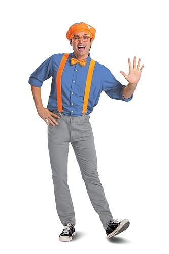 Disguise Men's Kit for Adult, Official Blippi Outfit with Hat Glasses and Bowtie Costume Accessories, One Size - Image 1