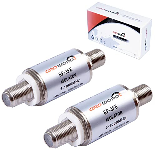 GROWORD SP-3FE Ground Loop Isolator, 2Pcs Hum/Buzz/Noise Eliminator, Isolation Transformer for Cable TV Applications & & Antenna（Frequency Range 5-1000MHz） - Image 1