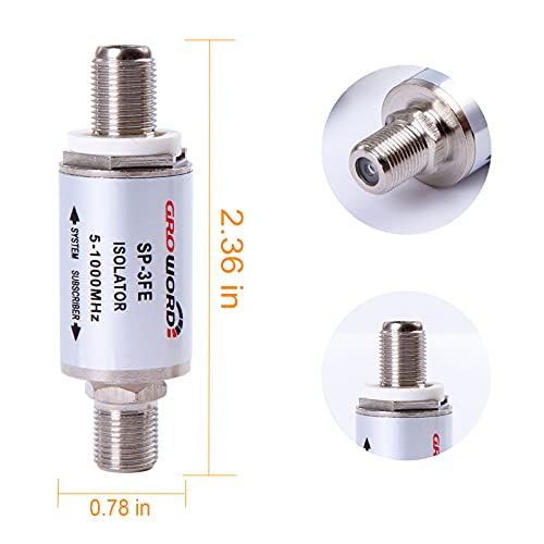 GROWORD SP-3FE Ground Loop Isolator, 2Pcs Hum/Buzz/Noise Eliminator, Isolation Transformer for Cable TV Applications & & Antenna（Frequency Range 5-1000MHz） - Image 2
