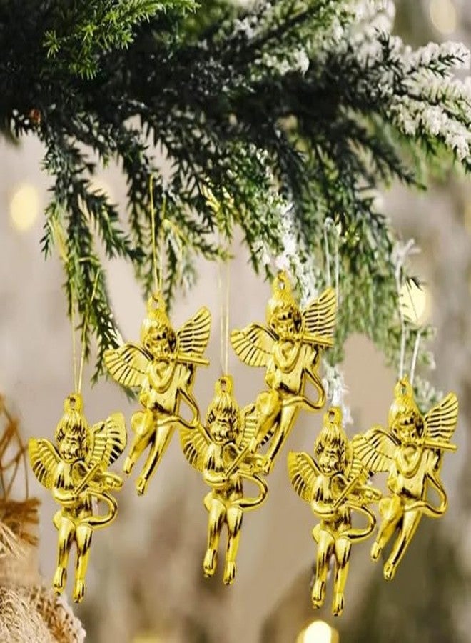 PartySanthe 12pcs Mini Gold Hanging Angels for Christmas Tree Xmas Angel Ornament Mini Angel Xmas Tree Pendant Hanging Decoration for Christmas Pack Of12pcs - Image 1