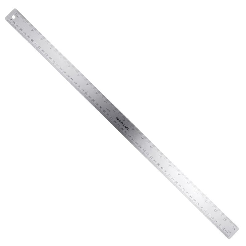 Pacific Arc Stainless Steel 24 Inch Metal Ruler Non-Slip Rubber Back, with Inch and Metric Graduations - Image 1