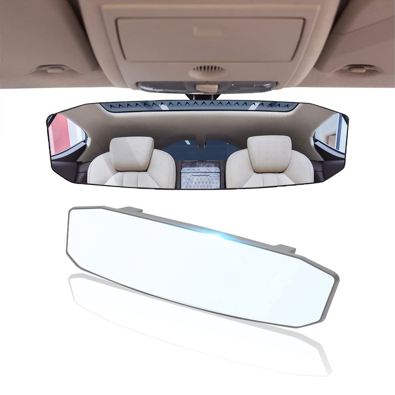 Ajxn 12" Large Rear View Mirror, Anti-glare Panoramic Rearview Mirror, Universal Wide Angle Rear View Mirror, Interior Clip On Rear View Mirror for Car SUV Trucks (12” L X 3.5” H) Convex Curve 300mm