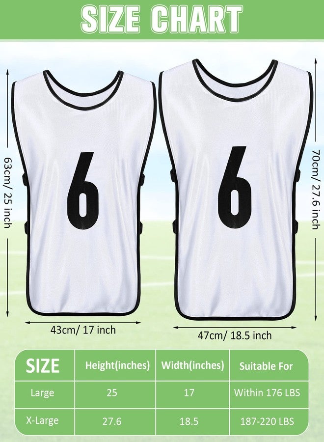 Yahenda 24 Pcs Soccer Scrimmage Practice Vests Reversible Numbered Soccer Team Pennies with Belt for Adult(X-Large,White, Black) - Image 2