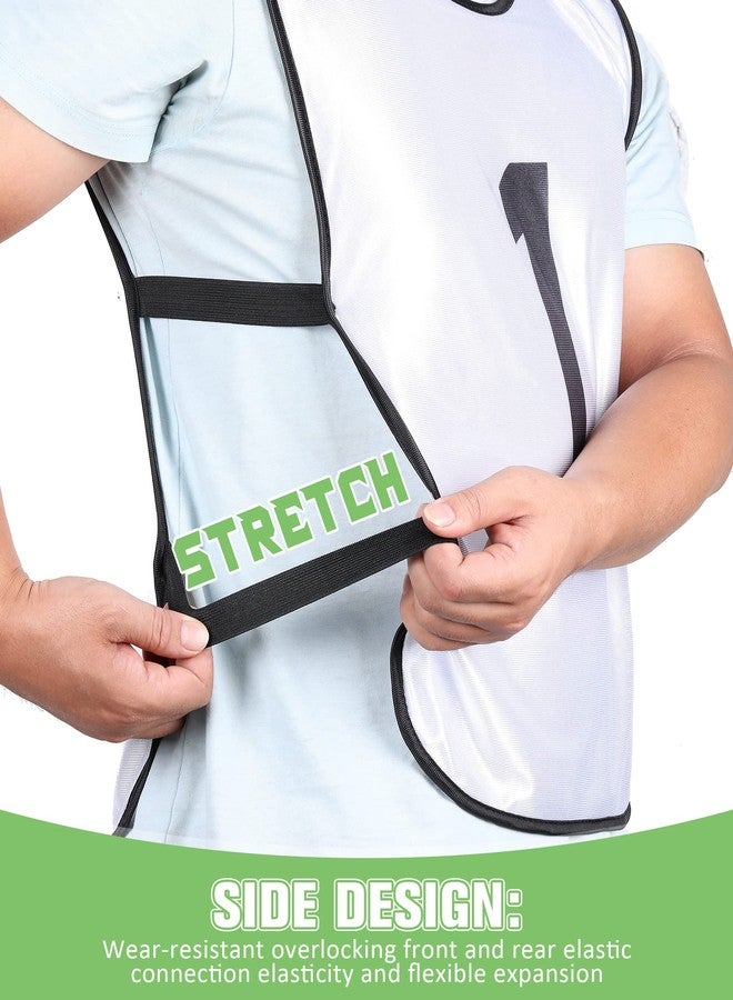 Yahenda 24 Pcs Soccer Scrimmage Practice Vests Reversible Numbered Soccer Team Pennies with Belt for Adult(X-Large,White, Black) - Image 5