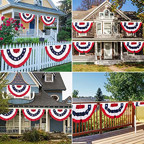 Rtudan American Pleated Fan Flag,3 X1.5 Ft USA Patriotic Flag Bunting Half Fan Banner Decoration Indoor/Outdoor (4pcs) - Image 5