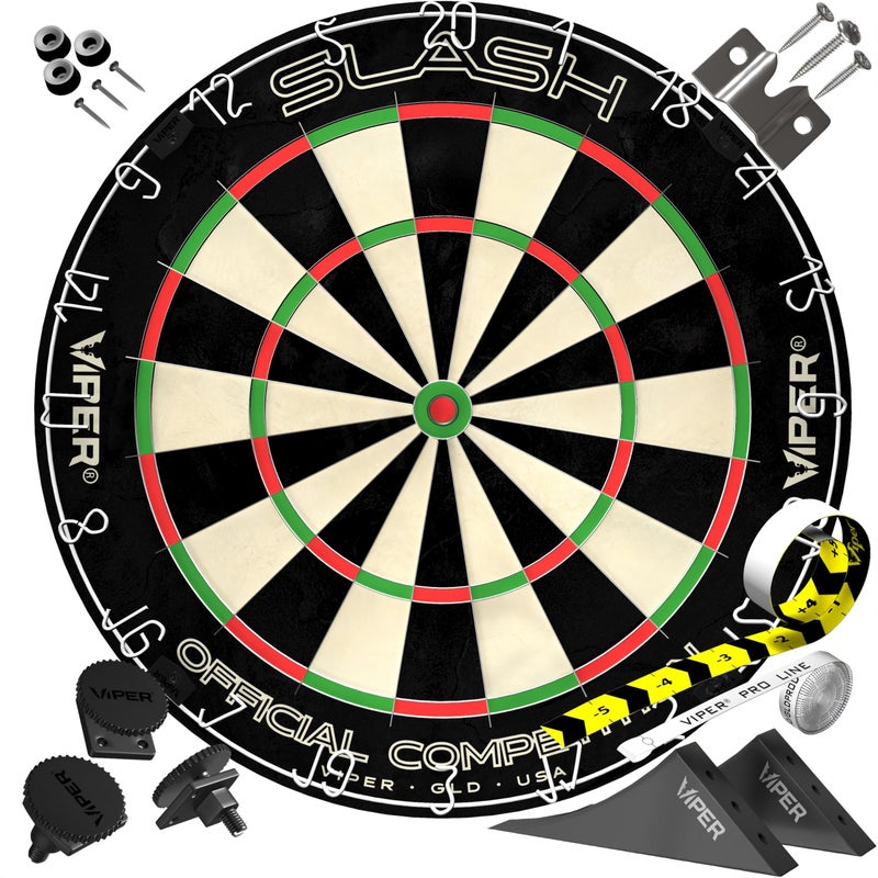 Viper Slash Official Competition Bristle Steel Tip Dartboard, WDF Accredited with Staple-Free Ultra-Thin Metal Wiring, Self-Healing Professional-Grade African Sisal, Magnetic Dart Holders - Image 1