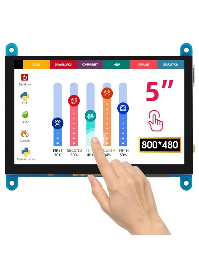 ELECROW 5 inch Capacitive Touch Screen 800x480 TFT LCD Display HDMI Interface Supports Raspberry Pi 2B 3B 3B+ BB Black, Banana Pi Windows 10 8 7 - Image 1