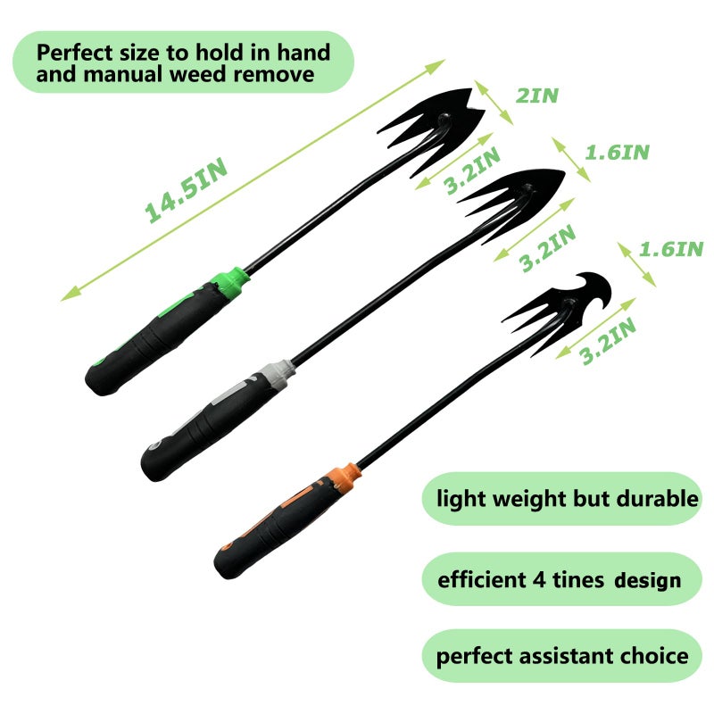 YDKOJGW 3Pcs Weed Puller Tool Garden Weed Pulling Tool,Portable Garden Weeder Tool,Gardening Weeding Tools for Garden Hand Tools for Vegetable Gardening Backyard Farm Planting & Uprooting Weeding Tool - Image 2