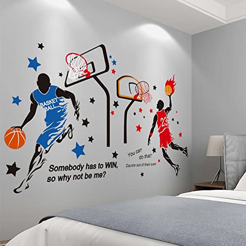 KeLay Fs 3D Basketball Player Wall Decals Decors for Boys Room,Sports Decals Stickers, Basketball Slam Dunk Wall Decors for Boys Bedroom - Image 4