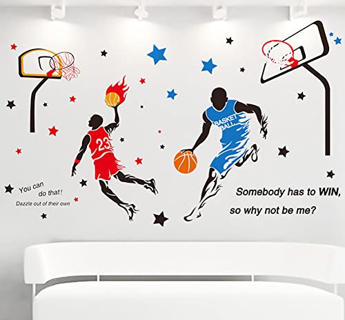 KeLay Fs 3D Basketball Player Wall Decals Decors for Boys Room,Sports Decals Stickers, Basketball Slam Dunk Wall Decors for Boys Bedroom - Image 2