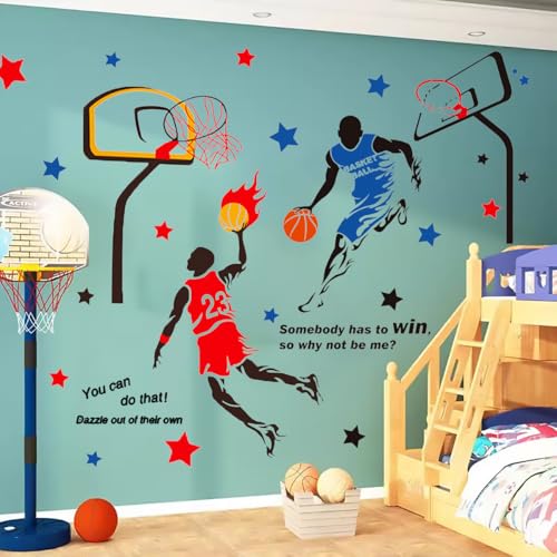 KeLay Fs 3D Basketball Player Wall Decals Decors for Boys Room,Sports Decals Stickers, Basketball Slam Dunk Wall Decors for Boys Bedroom - Image 3