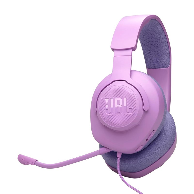 JBL Quantum 100M2 Wired Gaming Headphones, Supports Windows sonic spatial audio,40mm Realistic Dynamic Drivers, Omnidirectional Detachable Mic, Breathable Memory Foam cushions, PC/Xbox/PS/3.5mm-Purple - Image 1