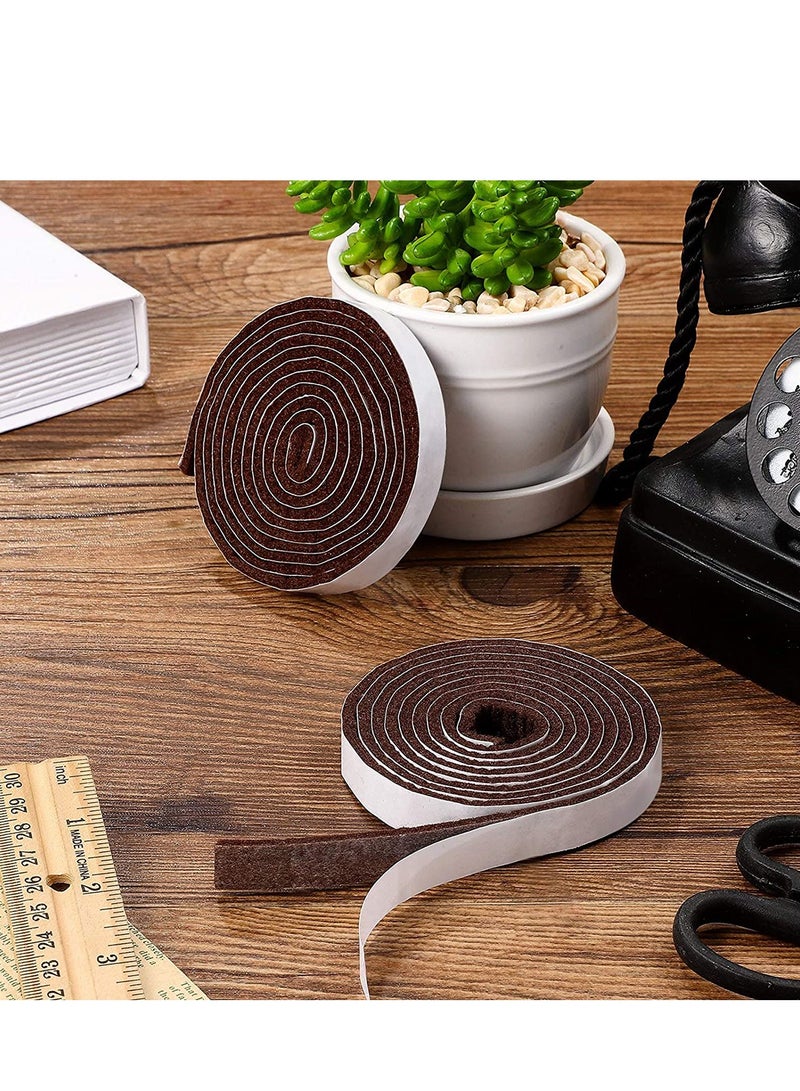 SYOSI Self Stick Heavy Duty Felt Strips Self Adhesive Felt Tapes Polyester Felt Strip Rolls for Protecting Furniture and Freedom DIY Adhesive (4, Brown)1/2 x 60 Inch  - Image 2