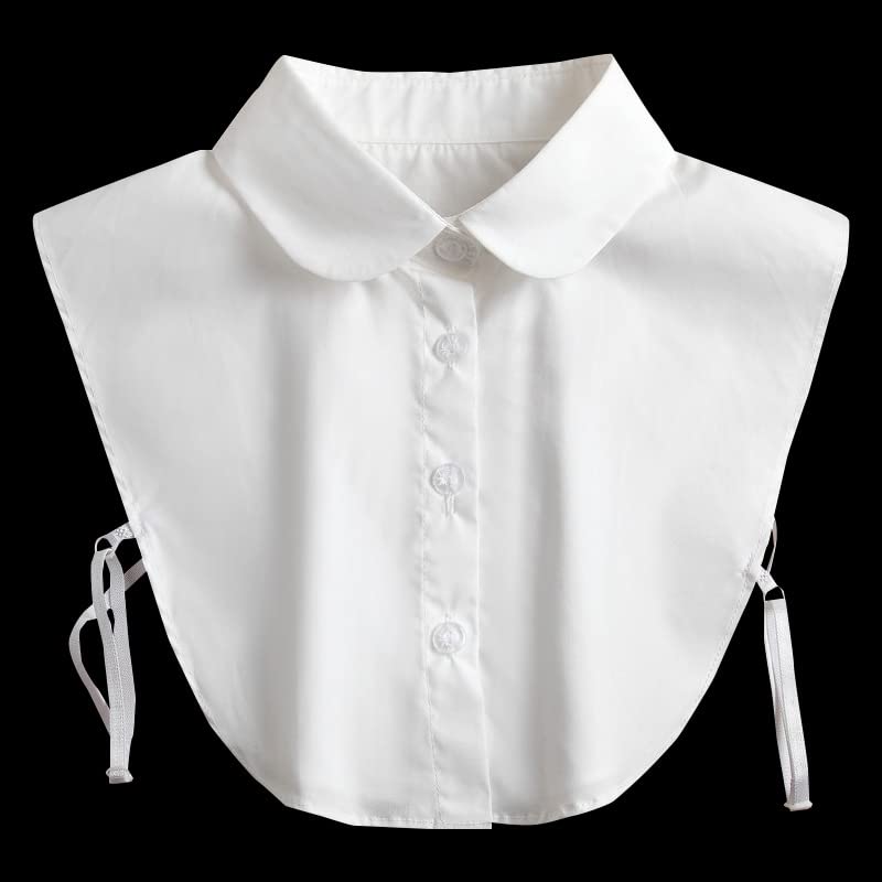 Joyci Fake Collar Detachable Half Shirt False Collar Solid Color Pointed Doll Peter Pan Blouse Dickey for Women Favors (Pure White) - Image 3