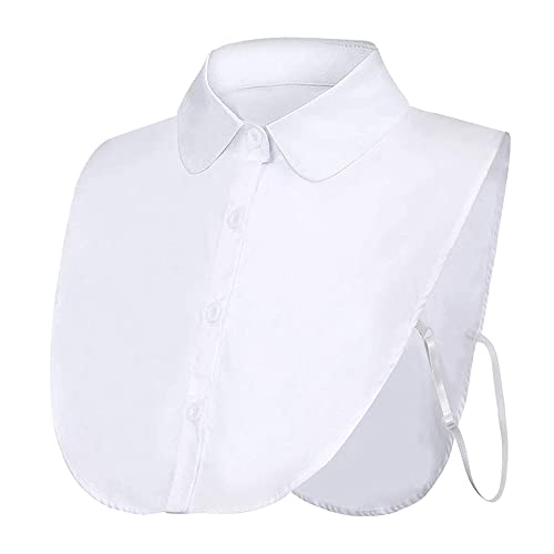 Joyci Fake Collar Detachable Half Shirt False Collar Solid Color Pointed Doll Peter Pan Blouse Dickey for Women Favors (Pure White) - Image 1