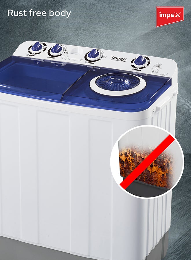 Impex 10KG Semi Automatic Washing Machine 10 kg 380 W WM 4202 White/Blue/Grey - Image 5