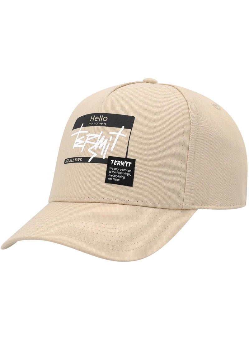 Termit Termit Beige Baseball Cap – One Size Cotton Summer Hat for Kids & Teens, Breathable & Lightweight, Minimalist Unisex Design for Sporty or Casual Looks  - Image 1