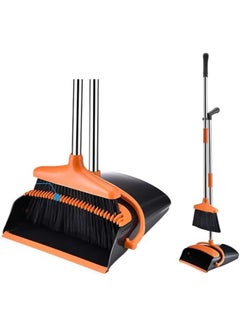 XiuWoo Broom and Dustpan Set, Self-Cleaning with Dustpan Teeth, Indoor&Outdoor Sweeping, Ideal for Dog Cat Pets Home Use, Stand Up Broom and Dustpan  - Image 1