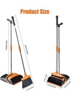 XiuWoo Broom and Dustpan Set, Self-Cleaning with Dustpan Teeth, Indoor&Outdoor Sweeping, Ideal for Dog Cat Pets Home Use, Stand Up Broom and Dustpan  - Image 2