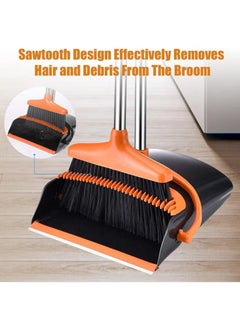 XiuWoo Broom and Dustpan Set, Self-Cleaning with Dustpan Teeth, Indoor&Outdoor Sweeping, Ideal for Dog Cat Pets Home Use, Stand Up Broom and Dustpan  - Image 5