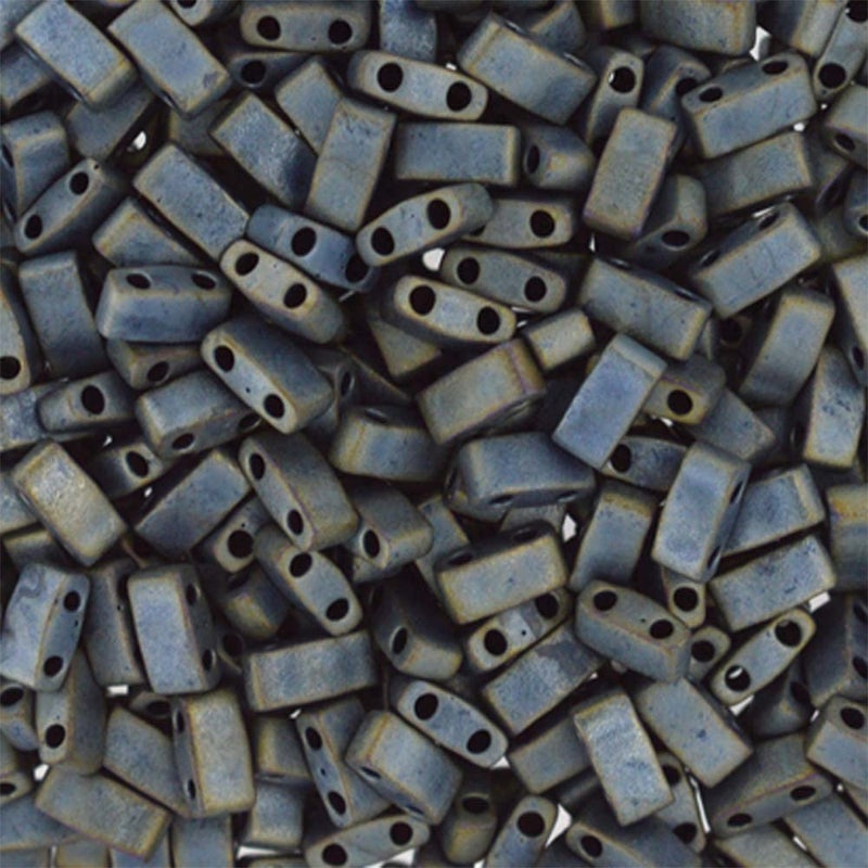 Miyuki Half Tila 2 Hole Rectangle BeadsMatte Metallic Silver Gray 78 Grms
