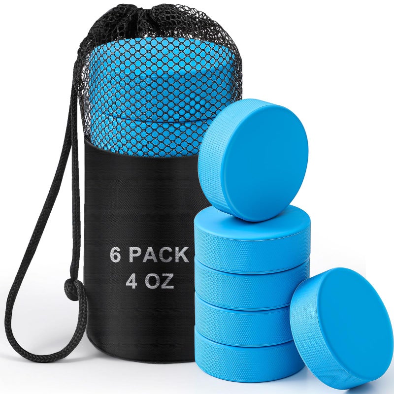 ShinyRelief 6 Pack Lightweight Ice Hockey Pucks Light Training Puck with Mesh Carrying Bag Lightweight Hockey Official Size for Stick Handling and TrainingBlue4 oz - Image 2