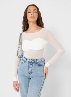 Ginger Mesh Fitted Top With Bralette  - Image 1