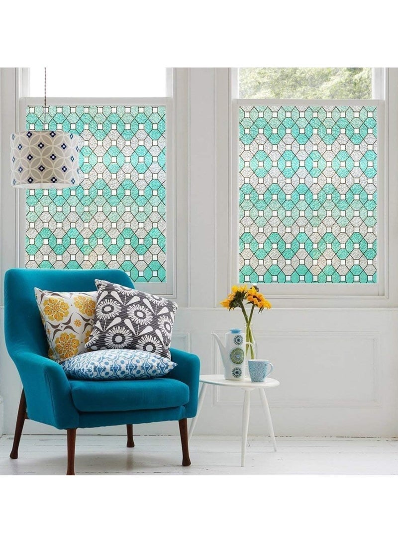 Glass Effect Window Film - Decorative Privacy Film, Static Cling, No Glue - Ideal for Bathroom, Bedroom, Office (11.8in x 78.7in)