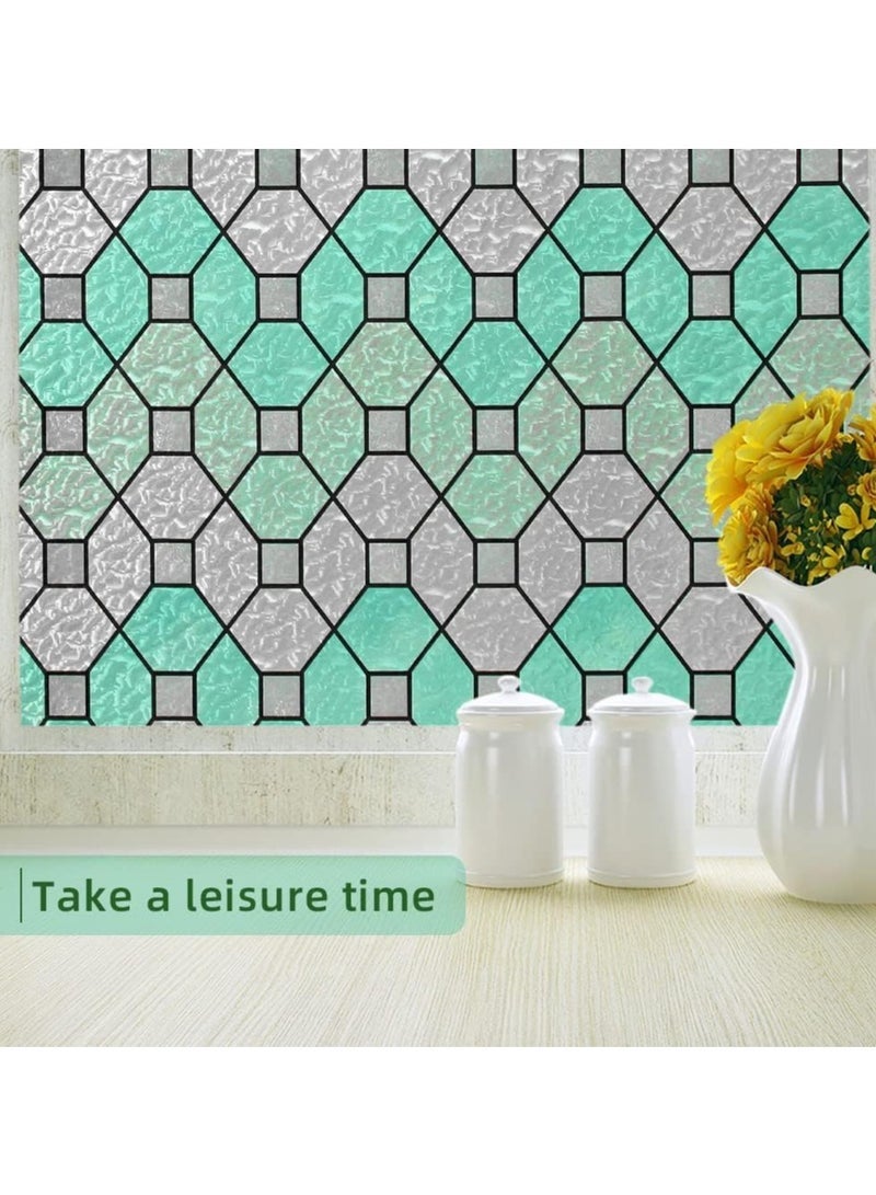 Glass Effect Window Film - Decorative Privacy Film, Static Cling, No Glue - Ideal for Bathroom, Bedroom, Office (11.8in x 78.7in)