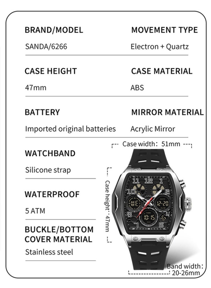 Sanda Fashion Men's Electronic Watch Sports Multi functional Waterproof Night Light Men's Electronic Watch - Image 5