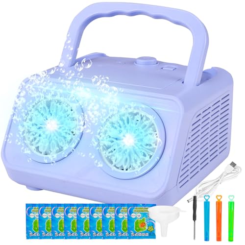 SHCKE Automatic Bubble Machine Upgrade Bubble Blower with 2 FansPlug in or Battery Operated Portable Bubble Maker20000 Bubbles Per Minute Bubbles for Outdoor Wedding Birthday Party - Image 1