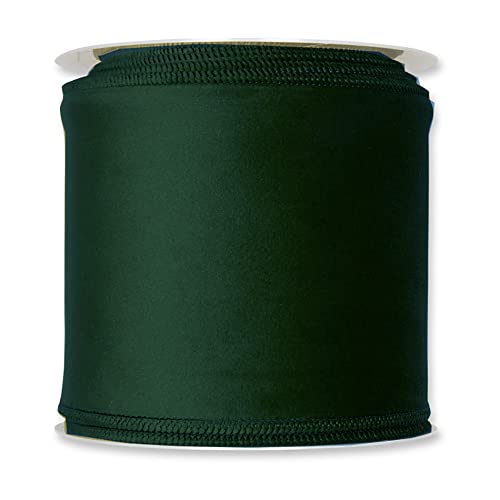 FloristryWarehouse Fir Green Christmas Velvet Fabric Ribbon 4 inches Wide on 9 Yards roll. Wired Edge - Image 1