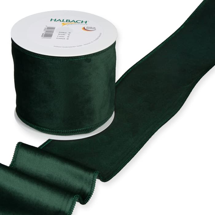 FloristryWarehouse Fir Green Christmas Velvet Fabric Ribbon 4 inches Wide on 9 Yards roll. Wired Edge - Image 2