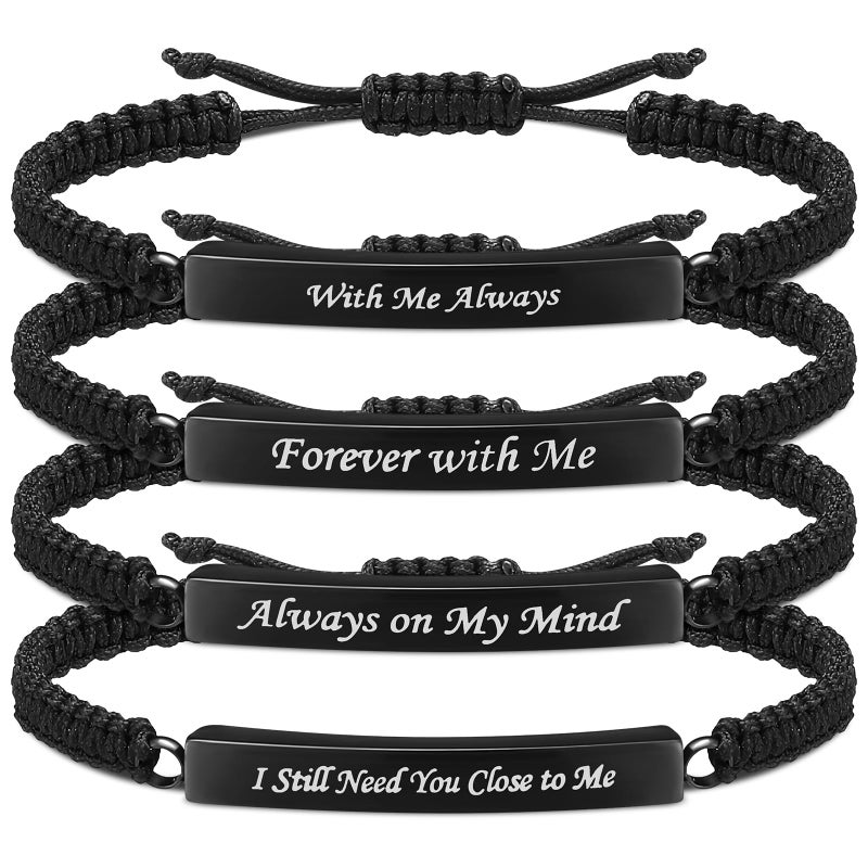 Ecation 4 Pack Cremation Jewelry Urn Bracelet for Ashes Adjustable Personalized Memorial Keepsakes Handmade Braided Ashes Bracelet Bangle Rope for Women Men Loved Ones and Pets BlackClassic - Image 2